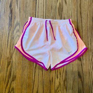 Nike Pink Pattern Dot Animal Print Dry Fit Running Shorts Built in Liner Small